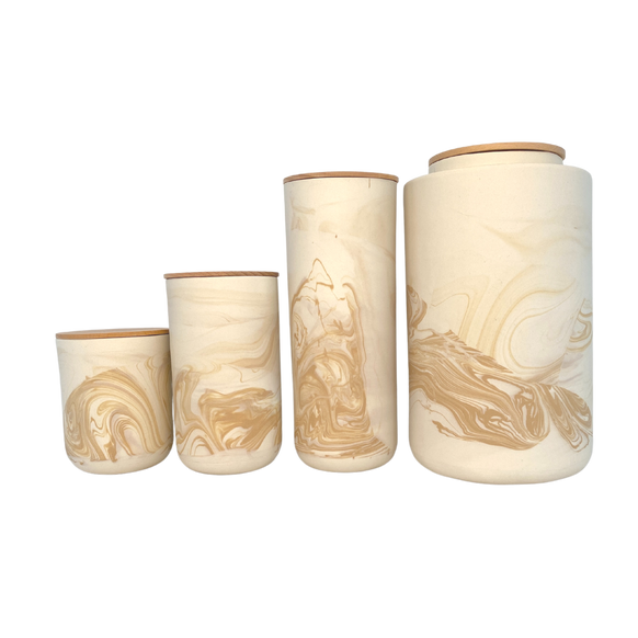 Extra Large Urn - 2L - Golden Tan & White